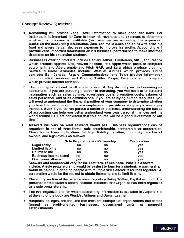 Fundamental Accounting Principles, Volume 1 15th Canadian Edition Solution Manual - Page 5 preview image