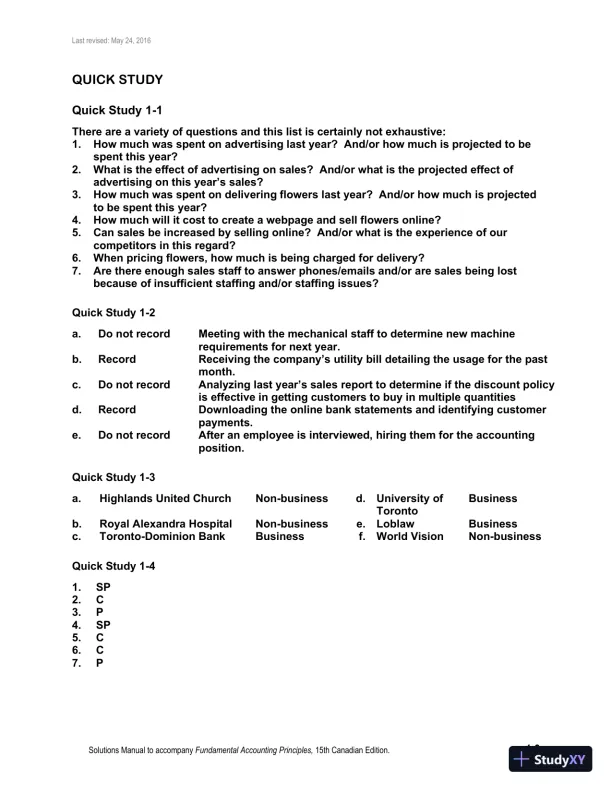 Fundamental Accounting Principles, Volume 1 15th Canadian Edition Solution Manual - Page 9 preview image