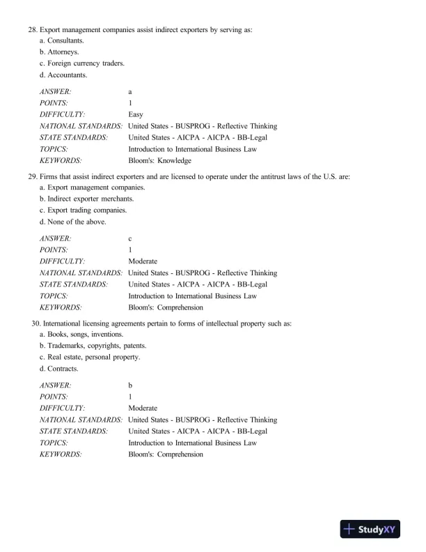 Test Bank For International Business Law And Its Environment, 9th Edition - Page 10 preview image