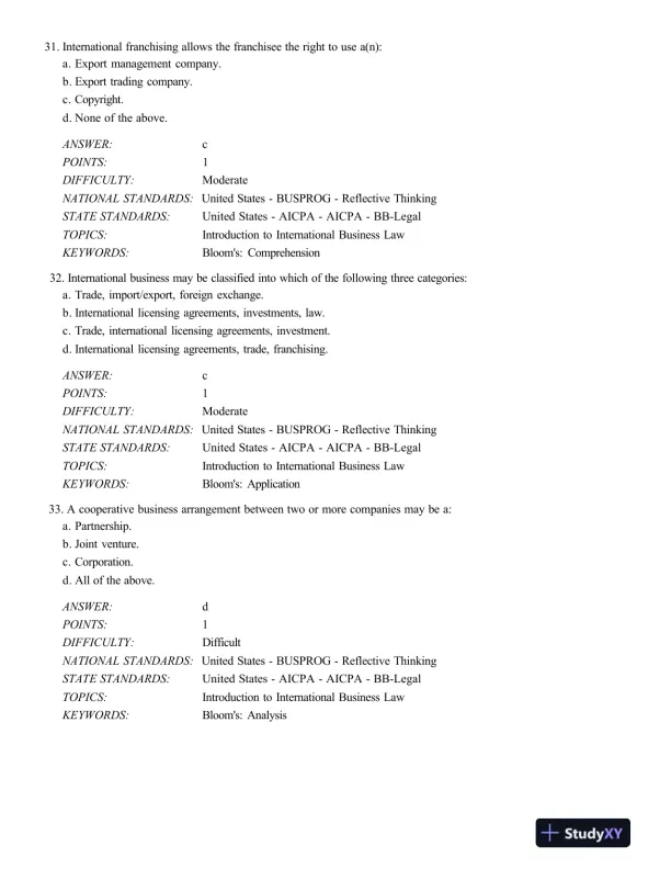 Test Bank For International Business Law And Its Environment, 9th Edition - Page 11 preview image