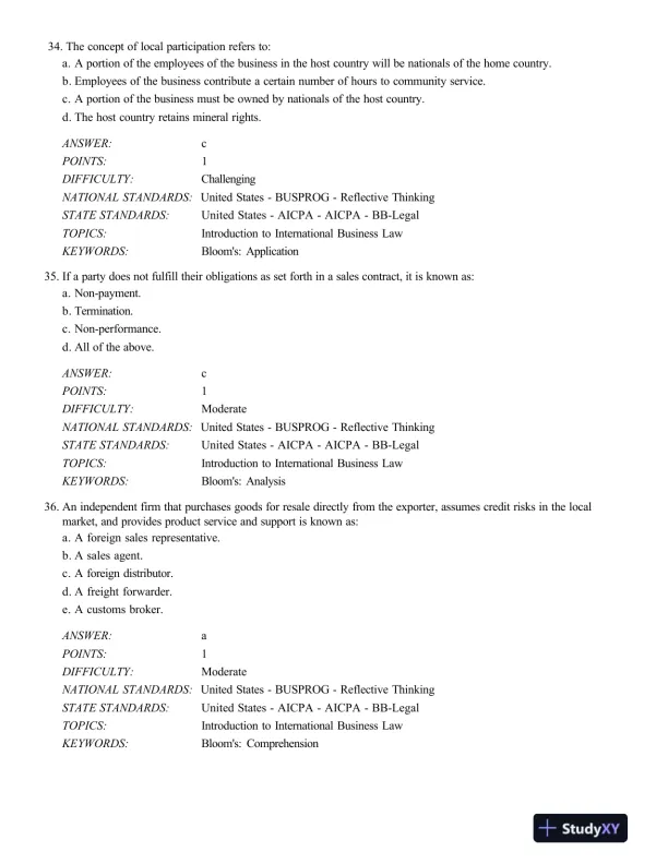 Test Bank For International Business Law And Its Environment, 9th Edition - Page 12 preview image