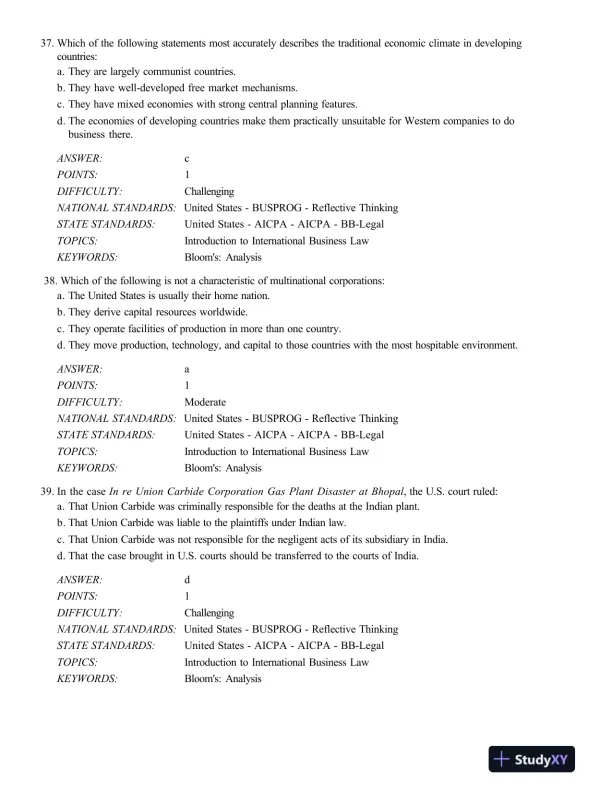 Test Bank For International Business Law And Its Environment, 9th Edition - Page 13 preview image
