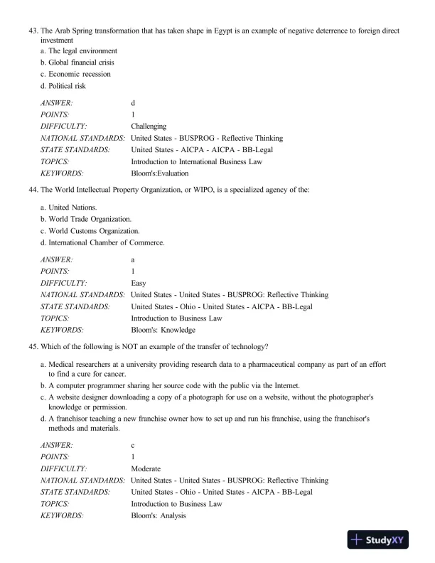 Test Bank For International Business Law And Its Environment, 9th Edition - Page 15 preview image