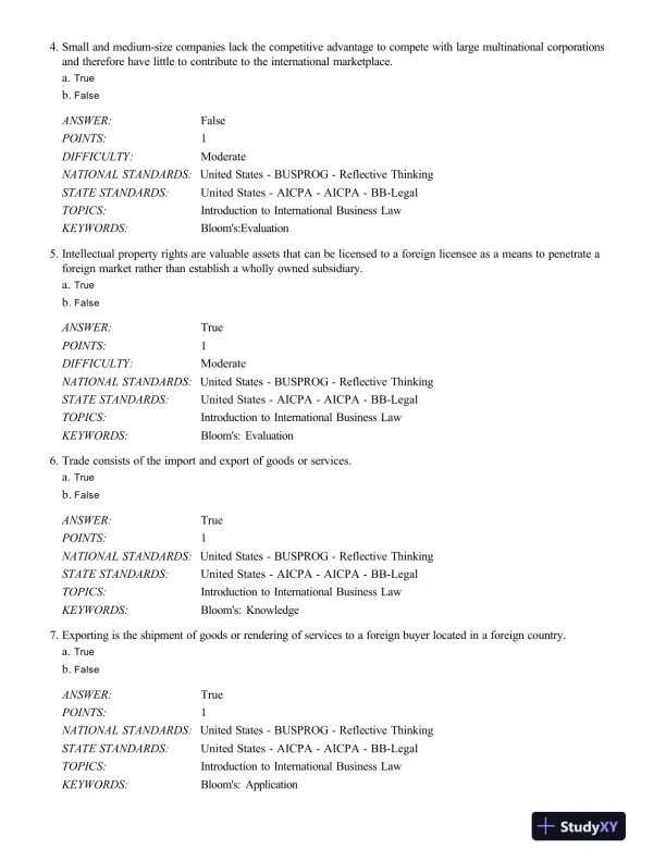 Test Bank For International Business Law And Its Environment, 9th Edition - Page 3 preview image