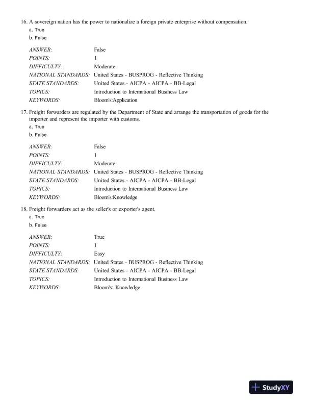 Test Bank For International Business Law And Its Environment, 9th Edition - Page 6 preview image