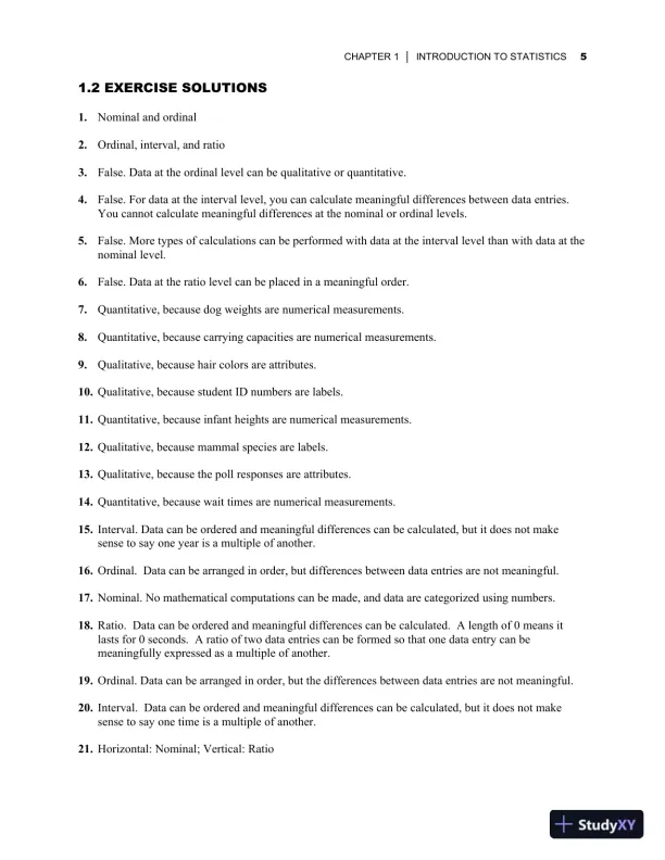 Elementary Statistics: Picturing the World, 7th Edition Solution Manual - Page 9 preview image