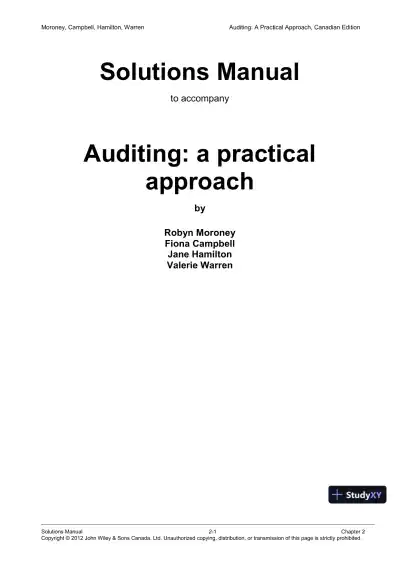 Auditing : A Practical Approach, Canadian Edition Solution Manual - Page 1 preview image