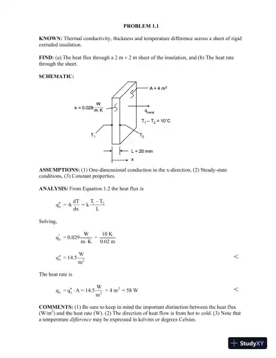 Solution Manual for Fundamentals of Heat and Mass Transfer, 7th Edition - Page 1 preview image