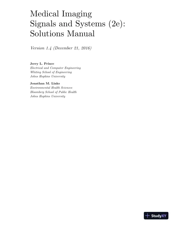 Solution Manual for Medical Imaging Signals and Systems, 2nd Edition - Page 1 preview image