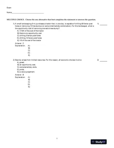 Microeconomics, Fourteenth Canadian Edition Test Bank - Page 1 preview image