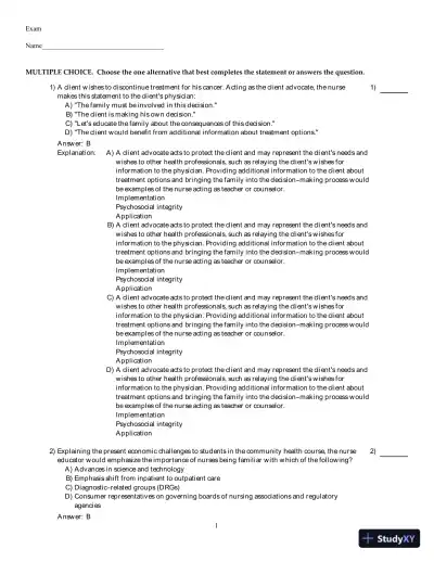 Kozier And Erb's Fundamentals Of Nursing With Clinical Handbook , 8th Edition Test Bank - Page 1 preview image