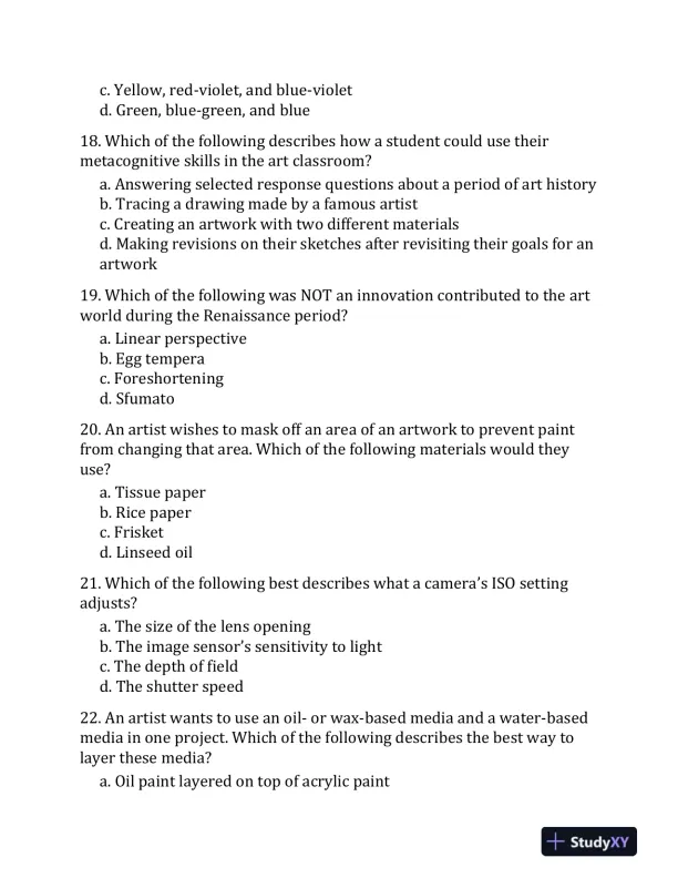 OAE Art Practice Questions: OAE Practice Tests and Exam Review for the Ohio Assessments for Educators (2020) - Page 13 preview image
