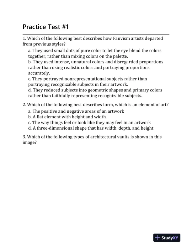 OAE Art Practice Questions: OAE Practice Tests and Exam Review for the Ohio Assessments for Educators (2020) - Page 7 preview image