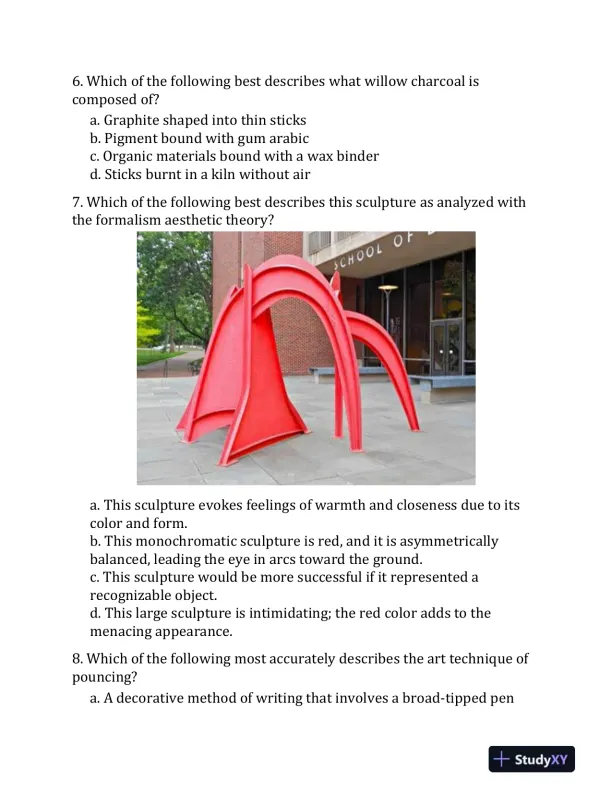 OAE Art Practice Questions: OAE Practice Tests and Exam Review for the Ohio Assessments for Educators (2020) - Page 9 preview image