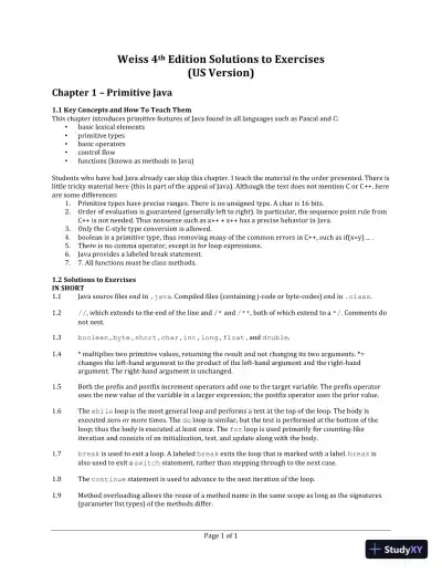 Solution Manual for Data Structures and Problem Solving Using Java, 4th Edition - Page 1 preview image