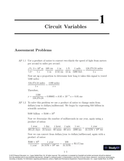 Solution Manual For Electric Circuits, 10th Edition - Page 1 preview image