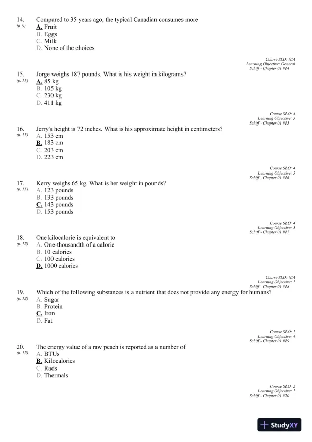 Nutrition for Healthy Living 1st Edition 2011 Test Bank - Page 11 preview image
