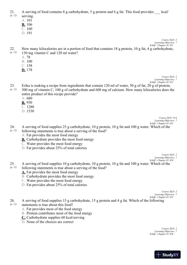 Nutrition for Healthy Living 1st Edition 2011 Test Bank - Page 12 preview image