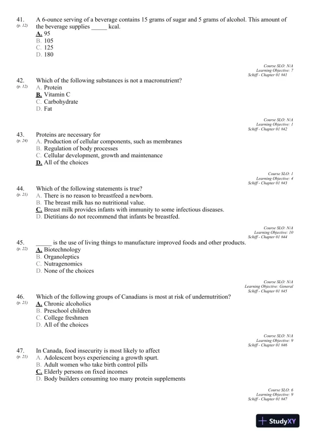 Nutrition for Healthy Living 1st Edition 2011 Test Bank - Page 15 preview image