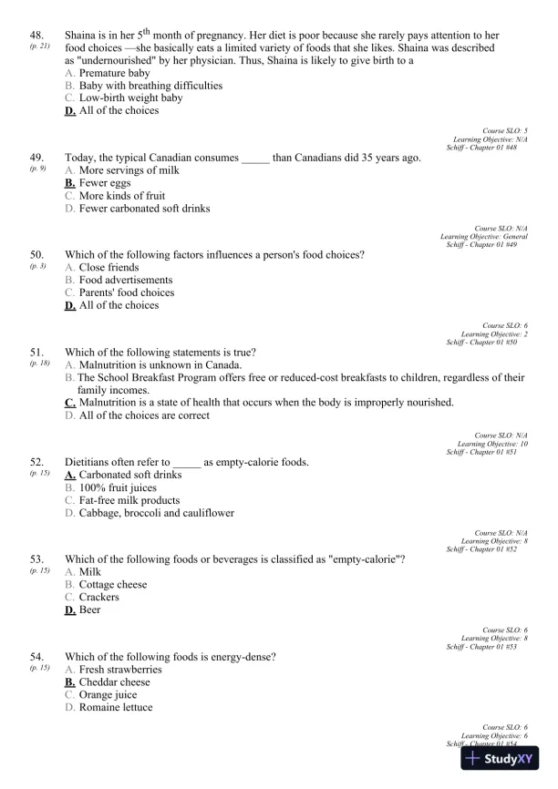 Nutrition for Healthy Living 1st Edition 2011 Test Bank - Page 16 preview image