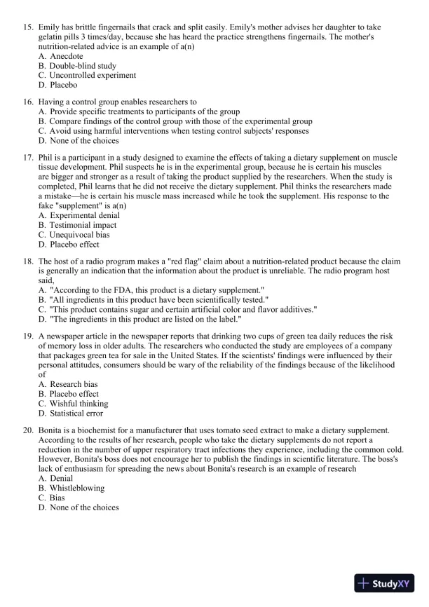 Nutrition for Healthy Living 1st Edition 2011 Test Bank - Page 21 preview image