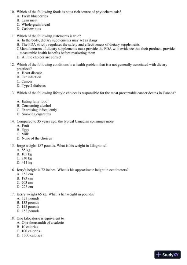 Nutrition for Healthy Living 1st Edition 2011 Test Bank - Page 3 preview image