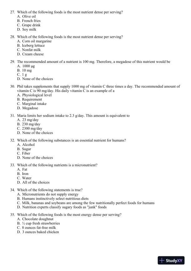 Nutrition for Healthy Living 1st Edition 2011 Test Bank - Page 5 preview image