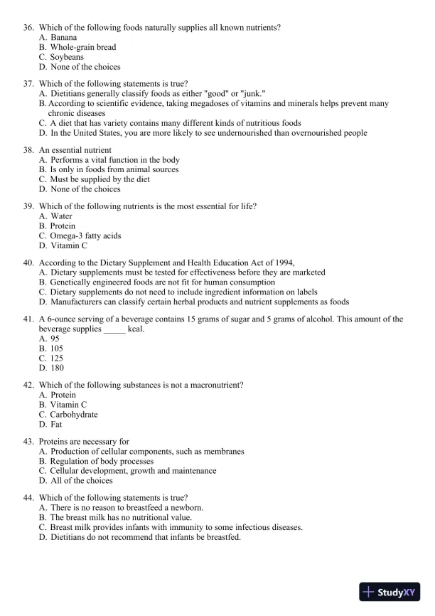 Nutrition for Healthy Living 1st Edition 2011 Test Bank - Page 6 preview image