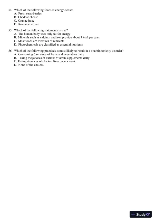 Nutrition for Healthy Living 1st Edition 2011 Test Bank - Page 8 preview image