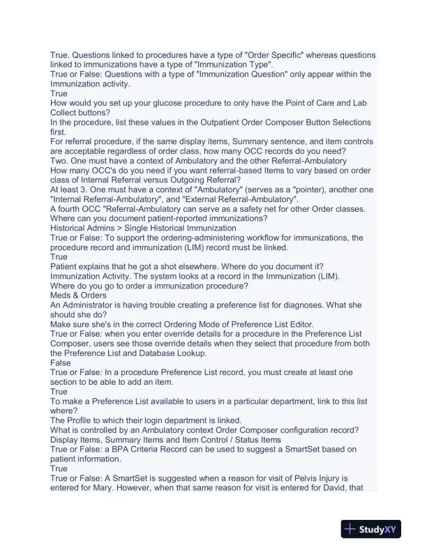 AMB400 EpicCare Administration Practice Exam With Answers (83 Solved Questions) - Page 3 preview image