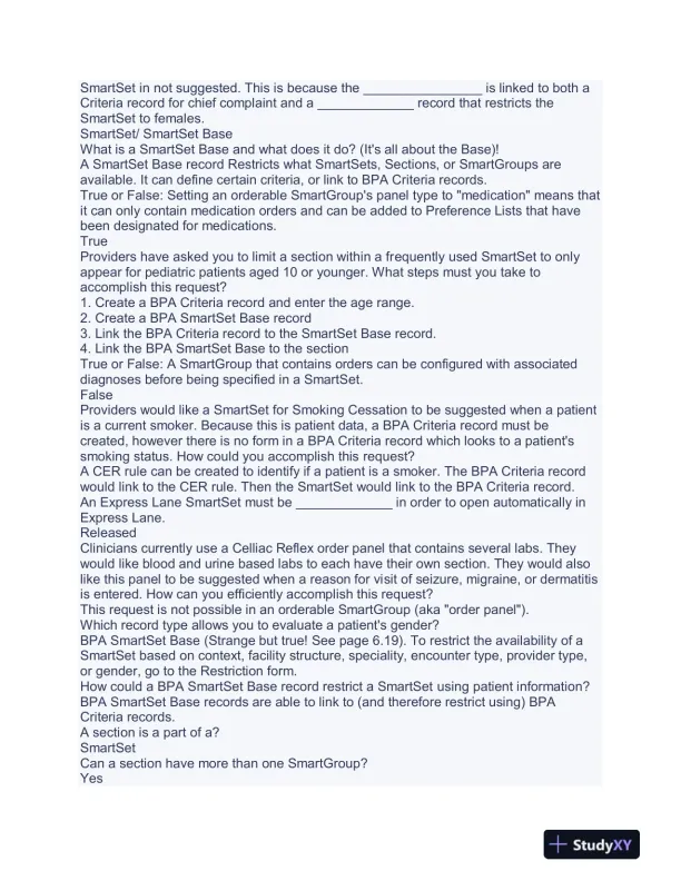 AMB400 EpicCare Administration Practice Exam With Answers (83 Solved Questions) - Page 4 preview image