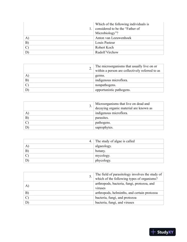 Test Bank For Burtons Microbiology for the Health Sciences, 9th Edition - Page 1 preview image