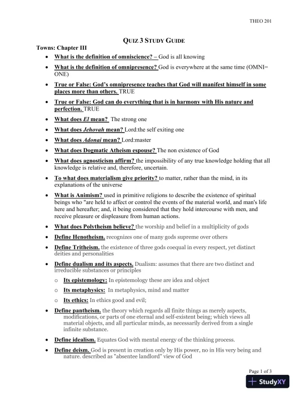 THEO 201 Quiz 3 Study Guide - Page 1 preview image