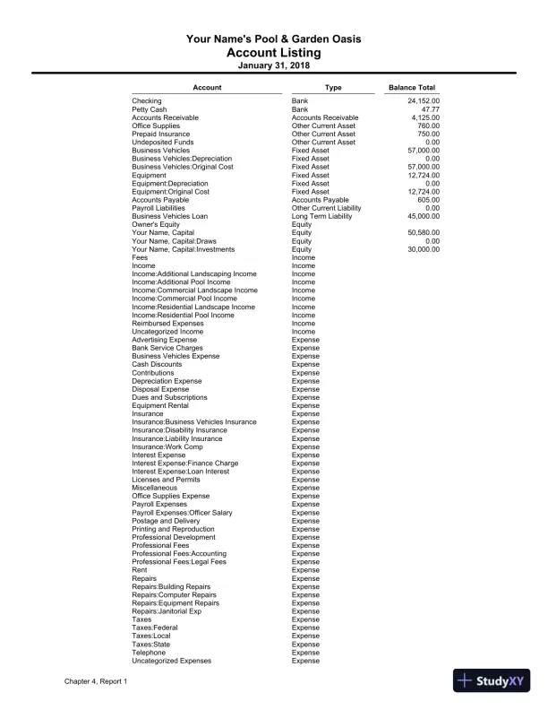 Solution Manual for QuickBooks Desktop 2018: A Complete Course, 17th Edition - Page 5 preview image