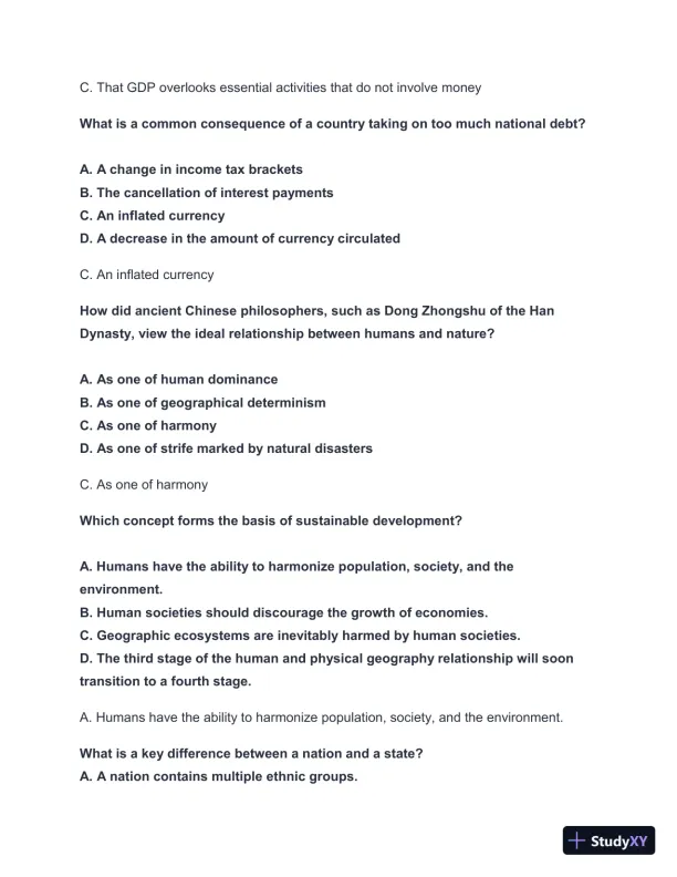 WGU D199 Pre-Assessment: Introduction to Physical and Human Geography with Answers (55 Solved Questions) - Page 5 preview image