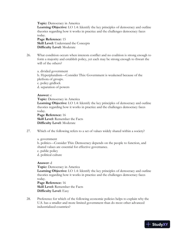 Government in America 17th Edition Test Bank - Page 14 preview image