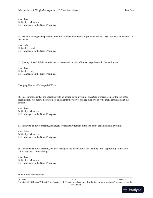 Management, Second Canadian Edition Test Bank - Page 13 preview image