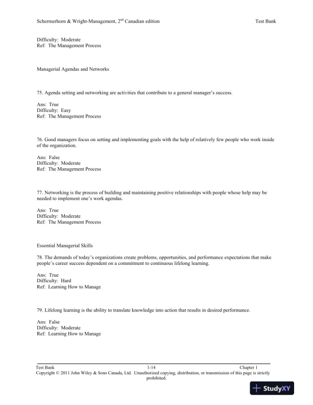 Management, Second Canadian Edition Test Bank - Page 15 preview image