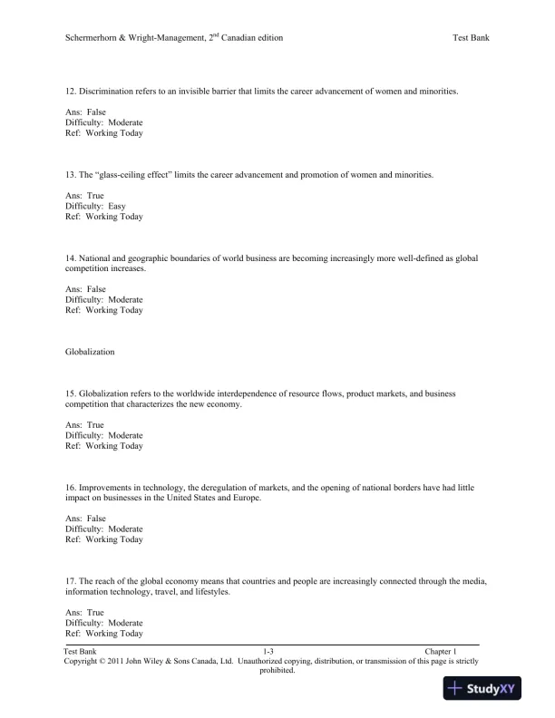 Management, Second Canadian Edition Test Bank - Page 4 preview image