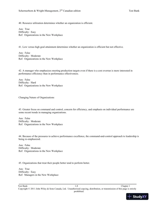 Management, Second Canadian Edition Test Bank - Page 9 preview image