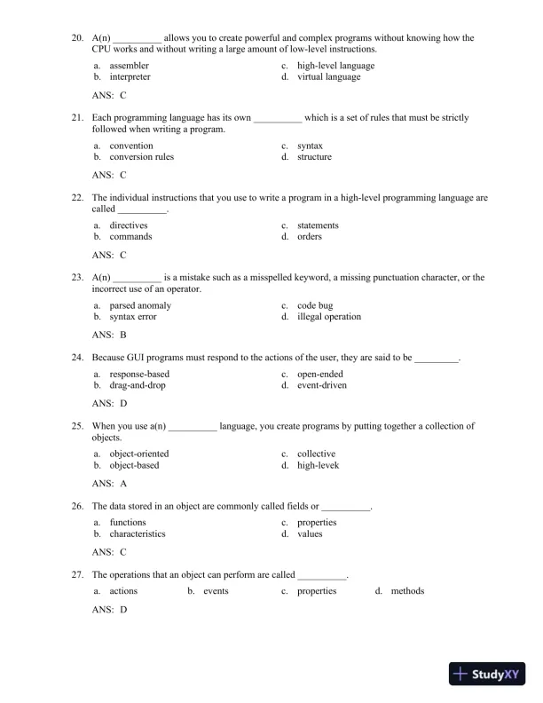 Test Bank for Starting Out With Visual C#, 5th Edition - Page 6 preview image