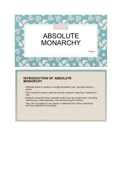 Absolute Monarchy KAM1103A GP 4 - Page 1 preview image