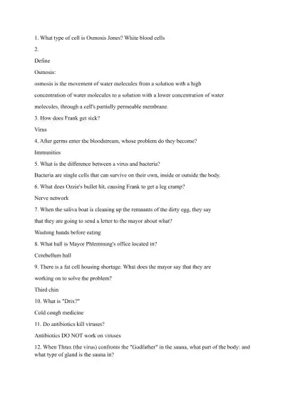 Understanding Osmosis Jones-Cell Types, Viruses, a - Page 1 preview image