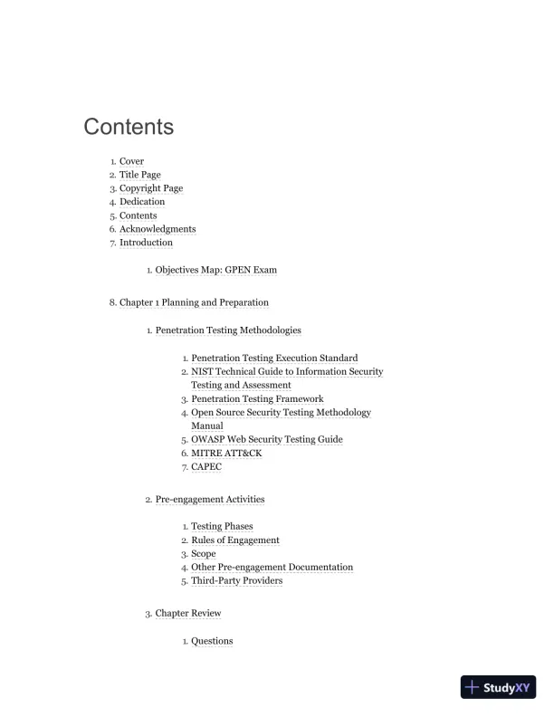 GPEN GIAC Certified Penetration Tester All-in-One Exam Guide (2020) - Page 3 preview image