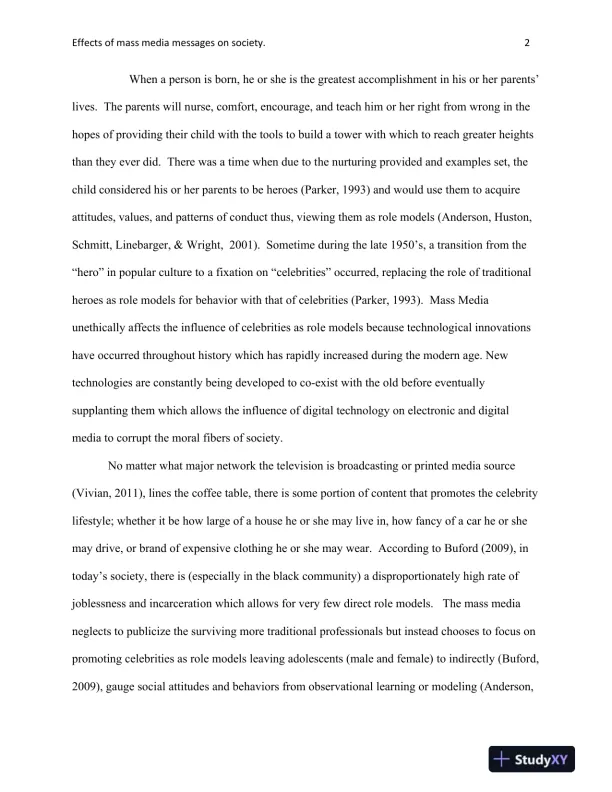 The Influence of Mass Media on Adolescent Behavior and Role Models: A Shift from Heroes to Celebrities - Page 3 preview image