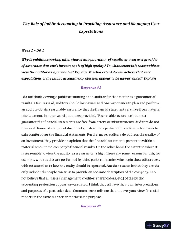 The Role of Public Accounting in Providing Assurance and Managing User Expectations - Page 1 preview image