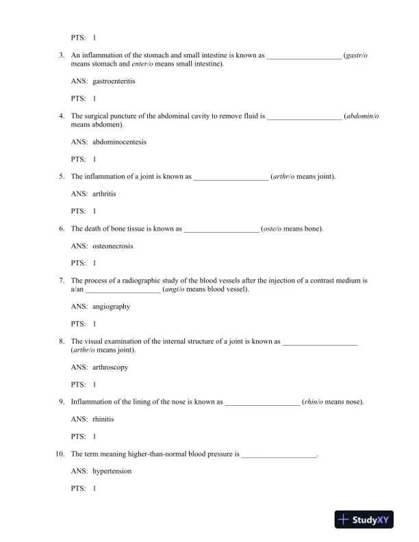 Medical Terminology for Health Professions 6th Edition Test Bank - Page 13 preview image