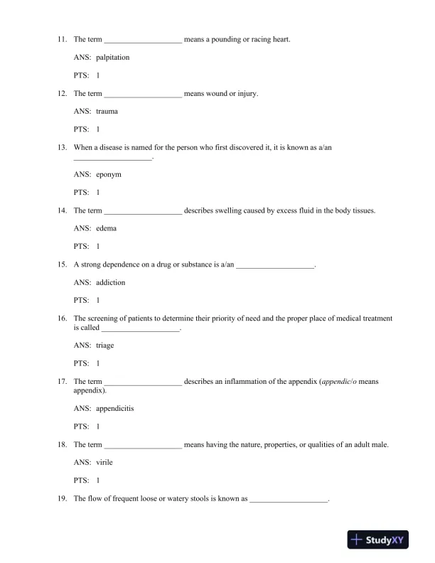 Medical Terminology for Health Professions 6th Edition Test Bank - Page 14 preview image