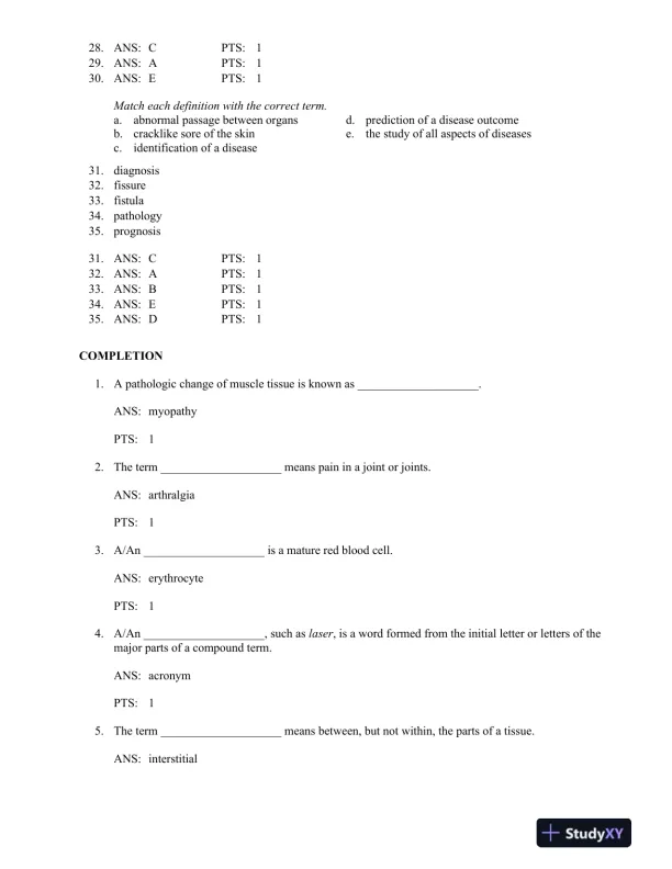 Medical Terminology for Health Professions 6th Edition Test Bank - Page 4 preview image