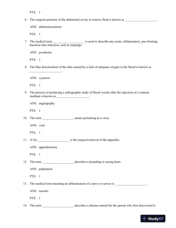 Medical Terminology for Health Professions 6th Edition Test Bank - Page 5 preview image